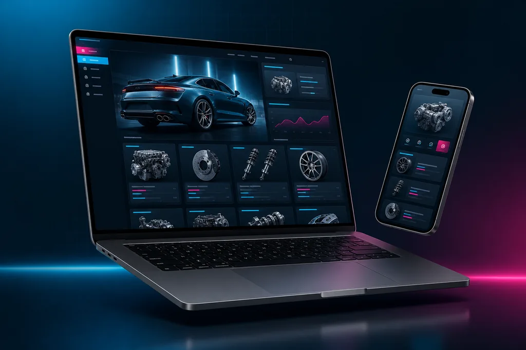 Premium automotive and industrial website mockup