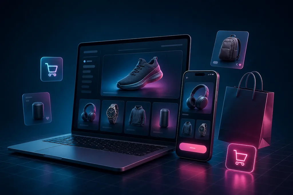 Premium online store mockup on laptop and phone